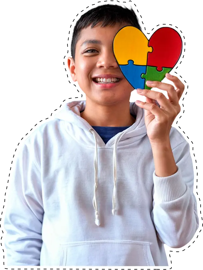 Pessoa interagindo com elementos gráficos, representando o crescimento profissional por meio da pós-graduação em autismo